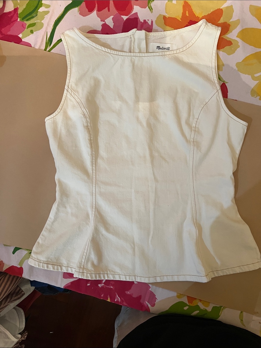 Madewell Cream Sleeveless Denim Tank Top